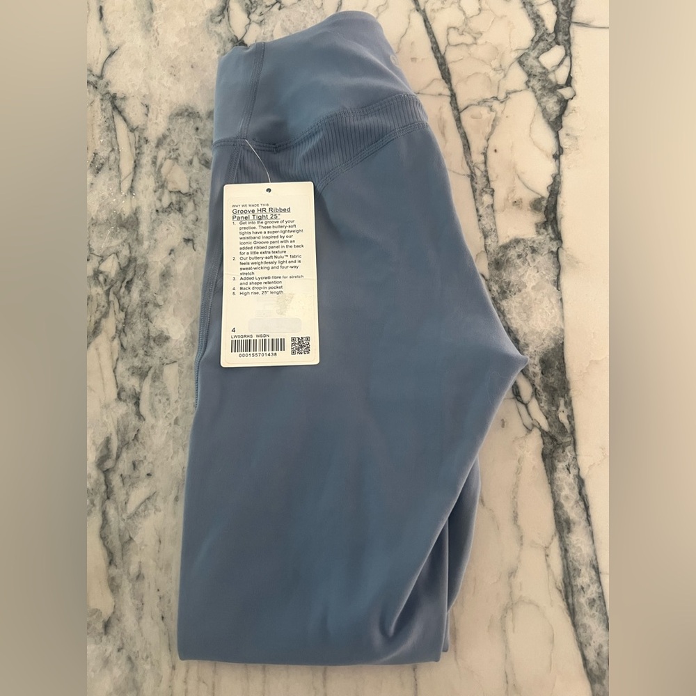 Groove High Rise Ribbed Panel Tight - Washed Denim - Picture 4 of 5